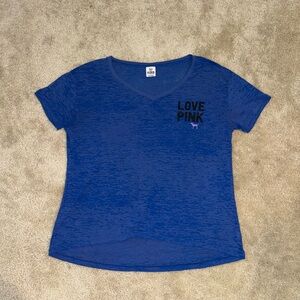 PINK Victoria's Secret Blue Crewneck Tee with Logo Tag